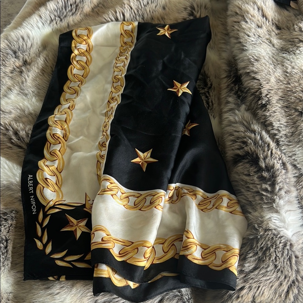Albert Nipon Black And Gold Scarf - image 1